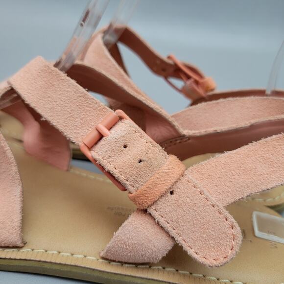 Toms Sicily Strappy Sandals Womens Size 6.5 Casual Peach Pink Coral Flat Shoe - Picture 7 of 10